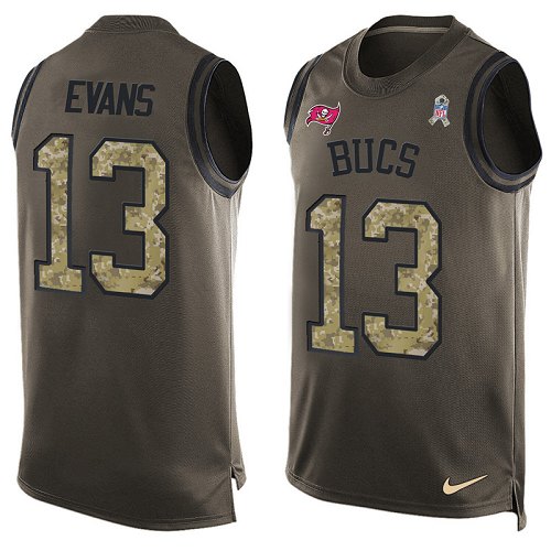 Men's Limited Mike Evans Nike Jersey Green - #13 Salute to Service Tank Top NFL Tampa Bay Buccaneers